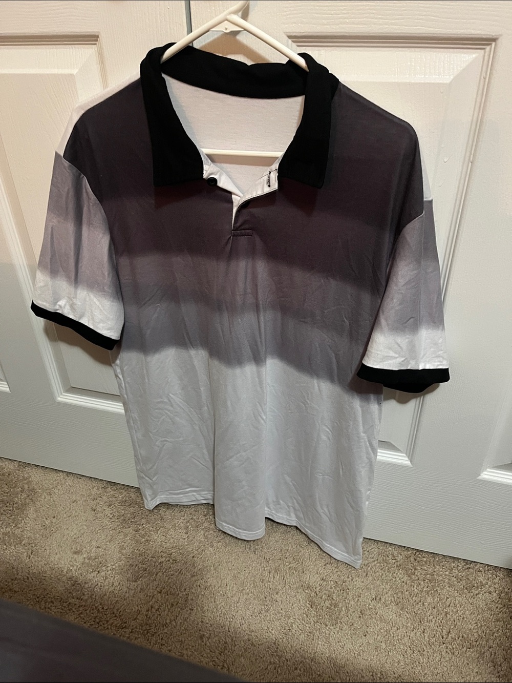 Amazon Men's Black and White Ombre Polo Shirt